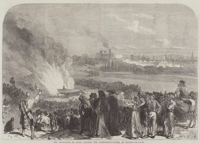 La revolución en España, quemando el cadalso de garrote en Madrid de Sir John Charles Robinson
